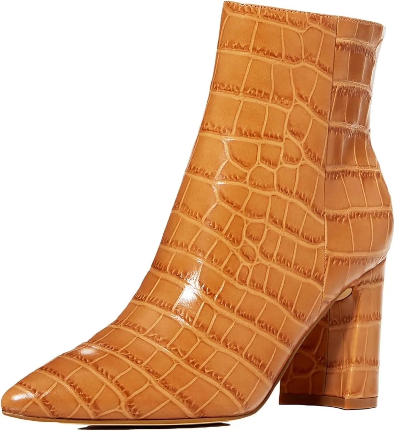 Marc Fisher Women's Daith Croc-Embossed Booties Light Natural Leather 10M