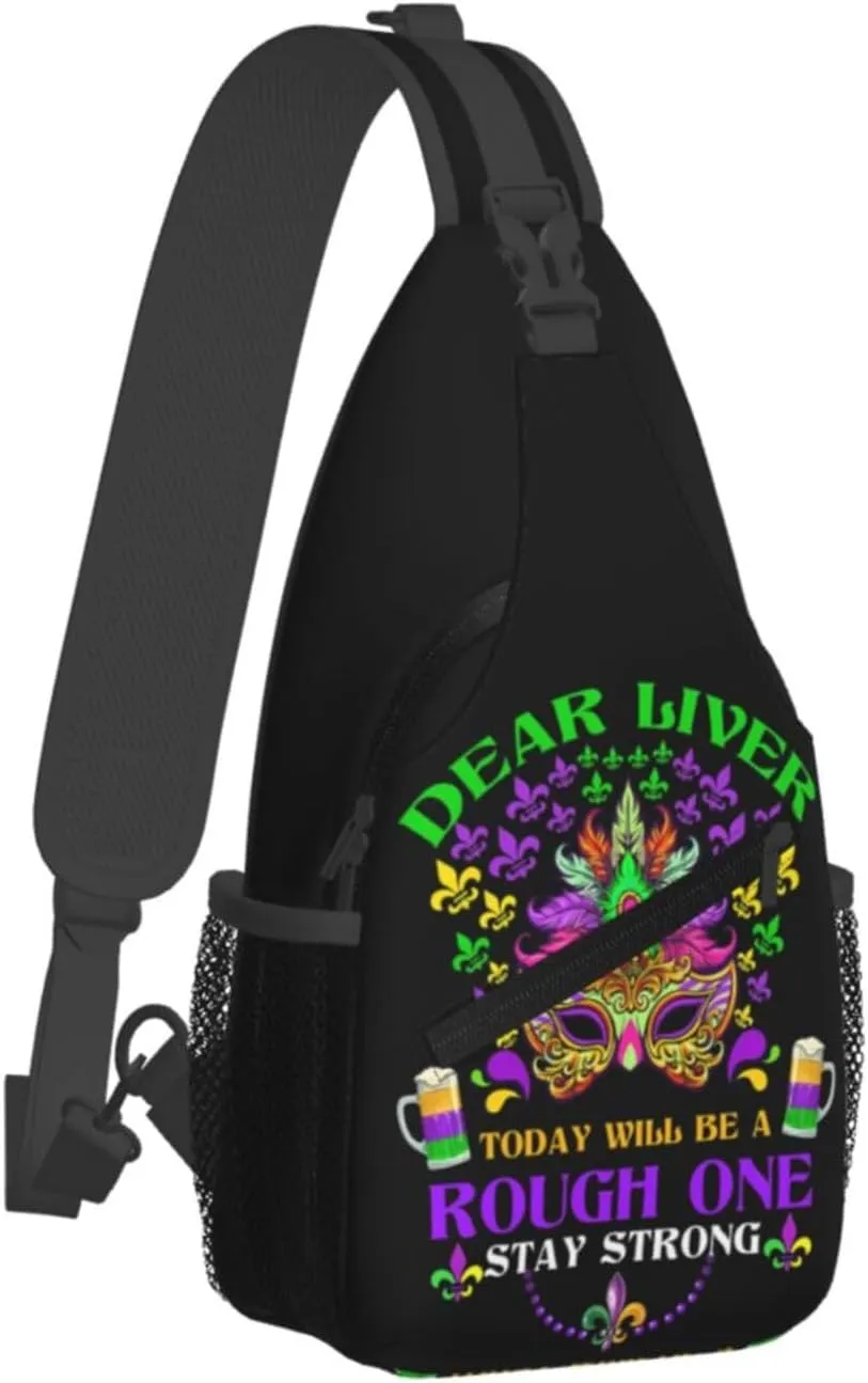 Mardi Gras Dear Liver Today Will Be A Rough One Sling Bag Crossbody Bag Casual Chest Bags Travel Shoulder Backpack