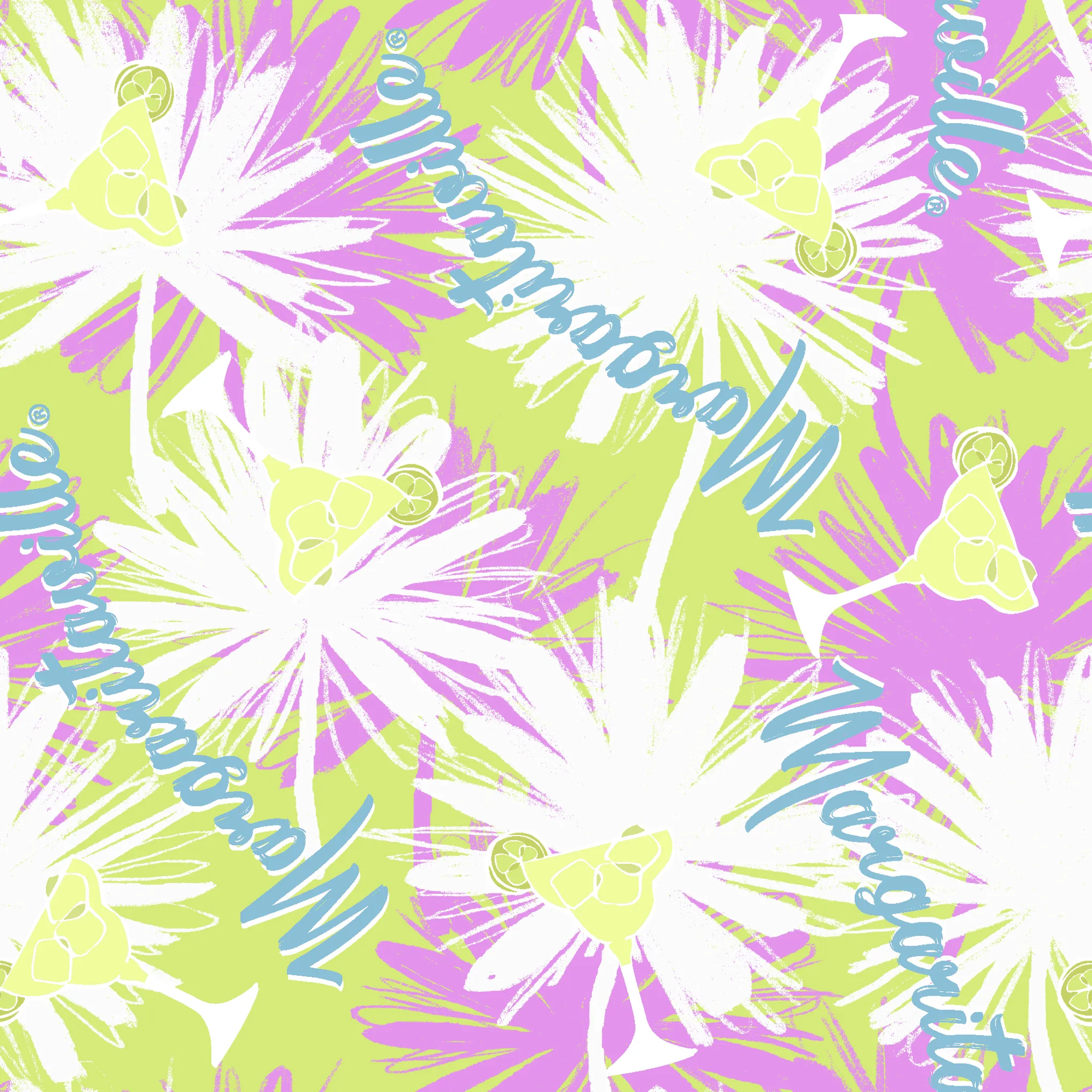 Margaritaville - Tropical Splash - Lime & Orchid Purple Fabric