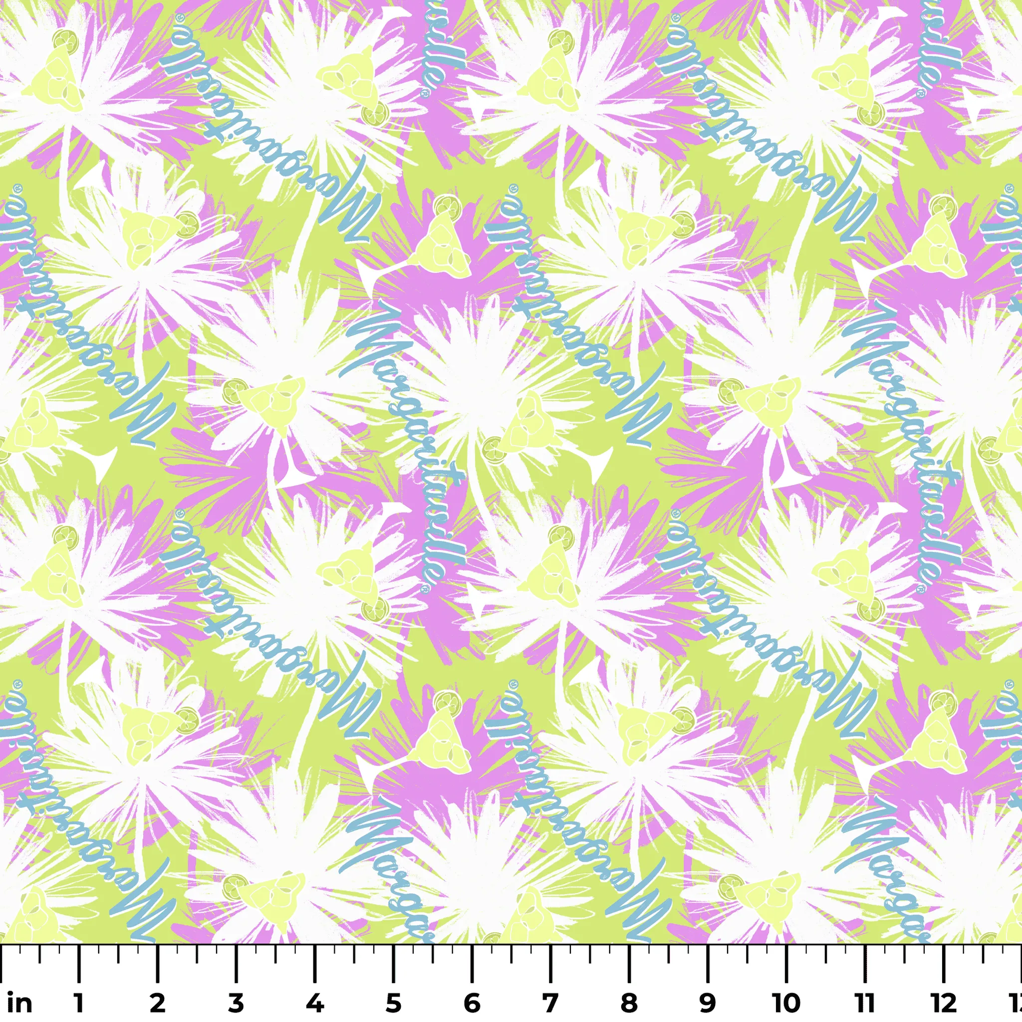 Margaritaville - Tropical Splash - Lime & Orchid Purple Fabric