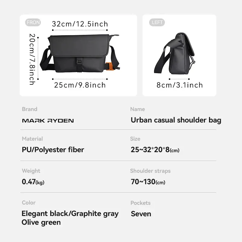 MARK RYDEN Messenger Bag Crossbody Bag Men bolsa De Ombro Masculina Side Bag for Men Shoulder Bag for MenFits 11inch Ipad