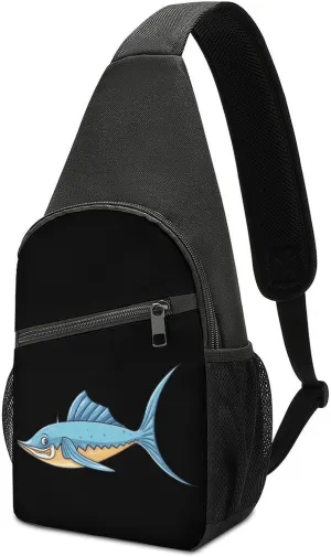 Marlin Fish Sling Bag Crossbody Backpack Travel Chest Bag Hiking Daypack