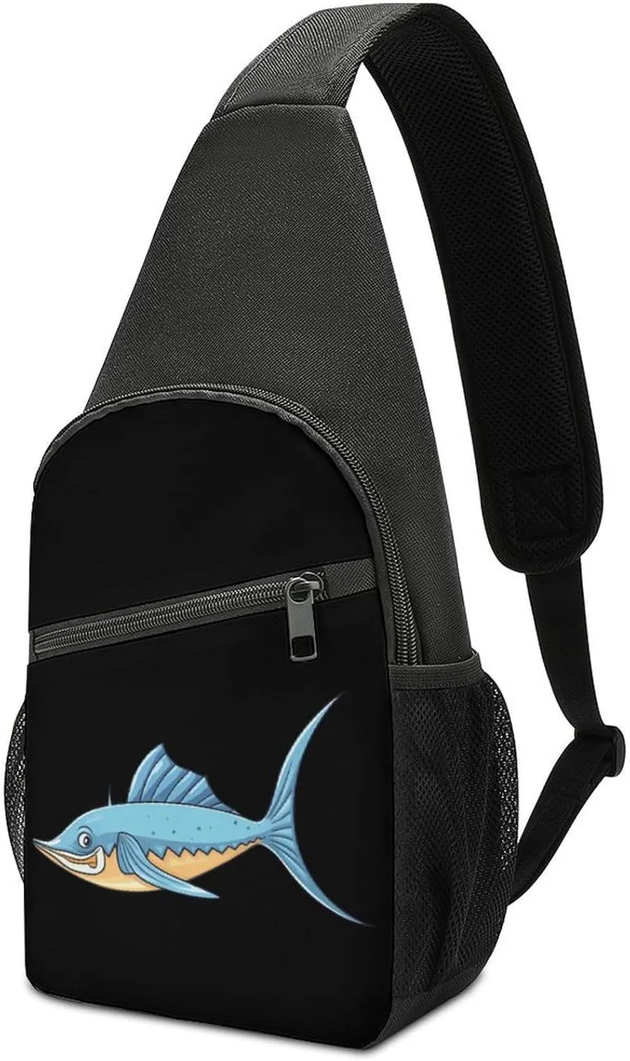 Marlin Fish Sling Bag Crossbody Backpack Travel Chest Bag Hiking Daypack