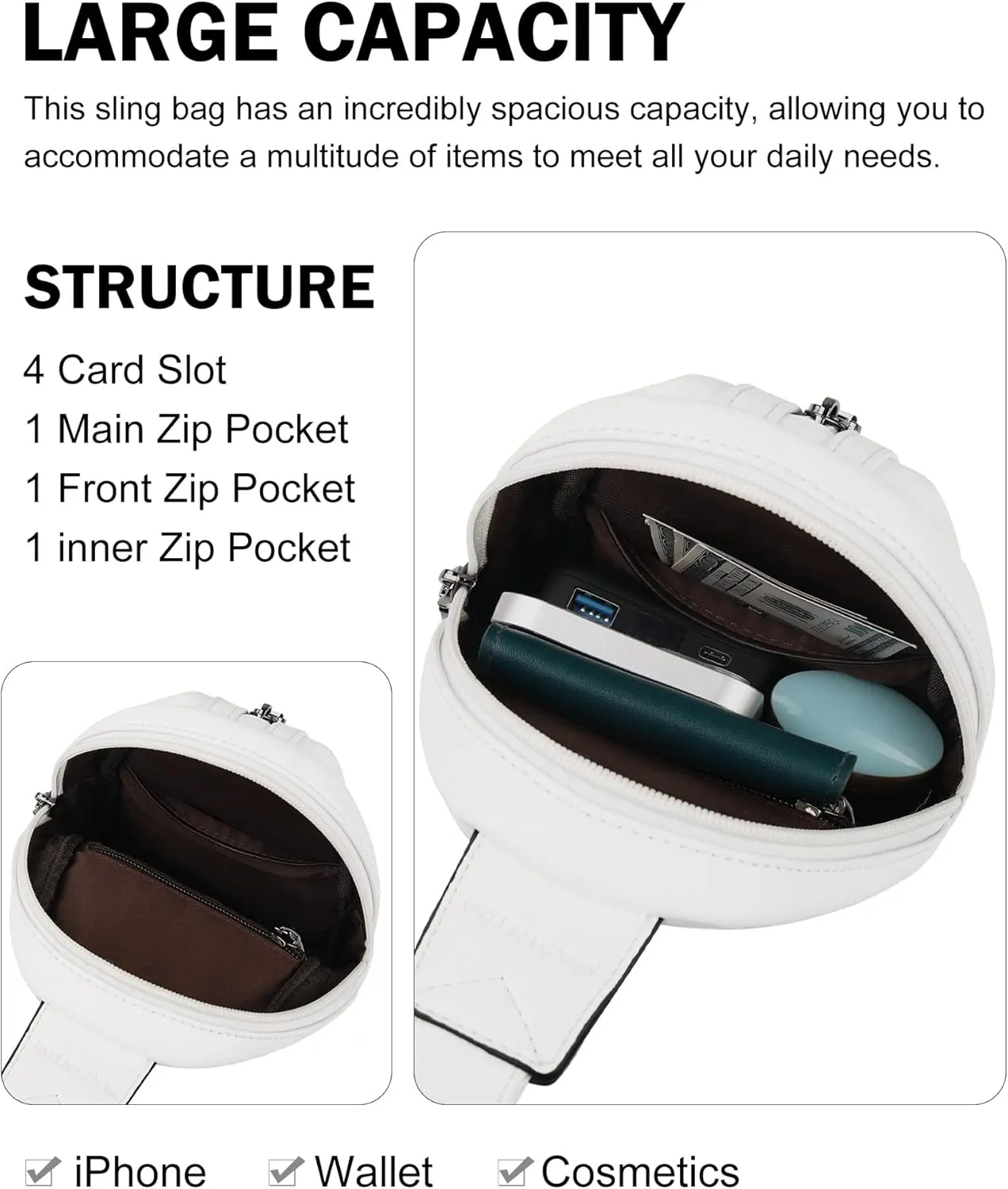 MASINTOR Small Sling Bag for Women Fashion Fanny Pack Crossbody Bags for Women Sling Backpack for Travel