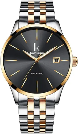 MASTOP Men's Luxury Business Calendar Automatic Mechanical Stainless Steel Or Leather Sports Analog Wristwatch (Gold Silver Black)