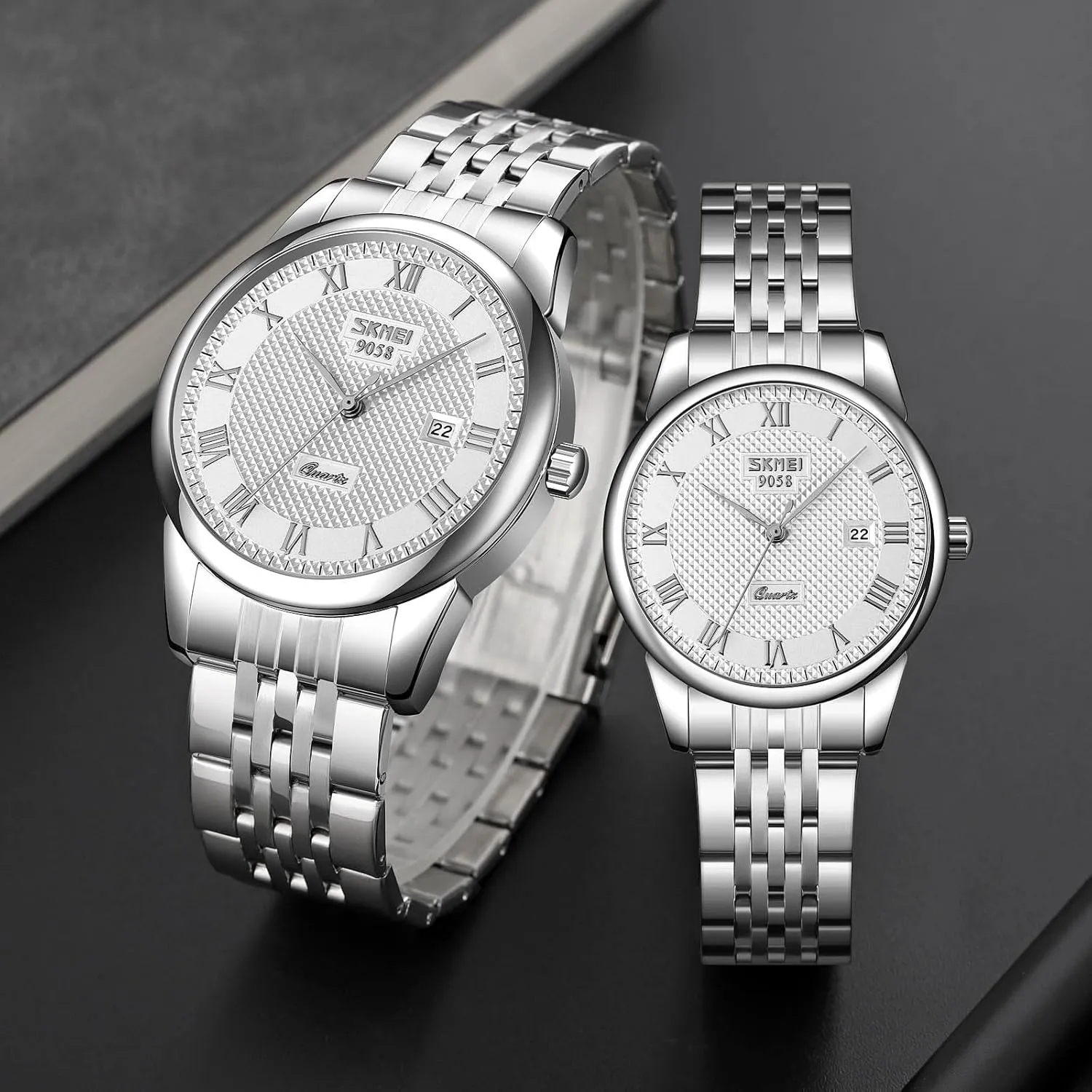MASTOP Mens Womens Quartz Watch Roman Numeral Business Casual Fashion Analog Wrist Watch Classic Calendar Date Window 30M Waterproof Comfortable Leather Watches
