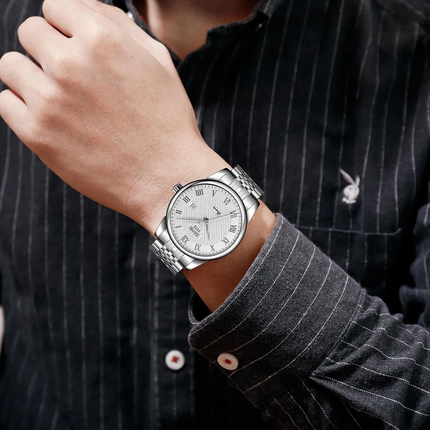 MASTOP Mens Womens Quartz Watch Roman Numeral Business Casual Fashion Analog Wrist Watch Classic Calendar Date Window 30M Waterproof Comfortable Leather Watches