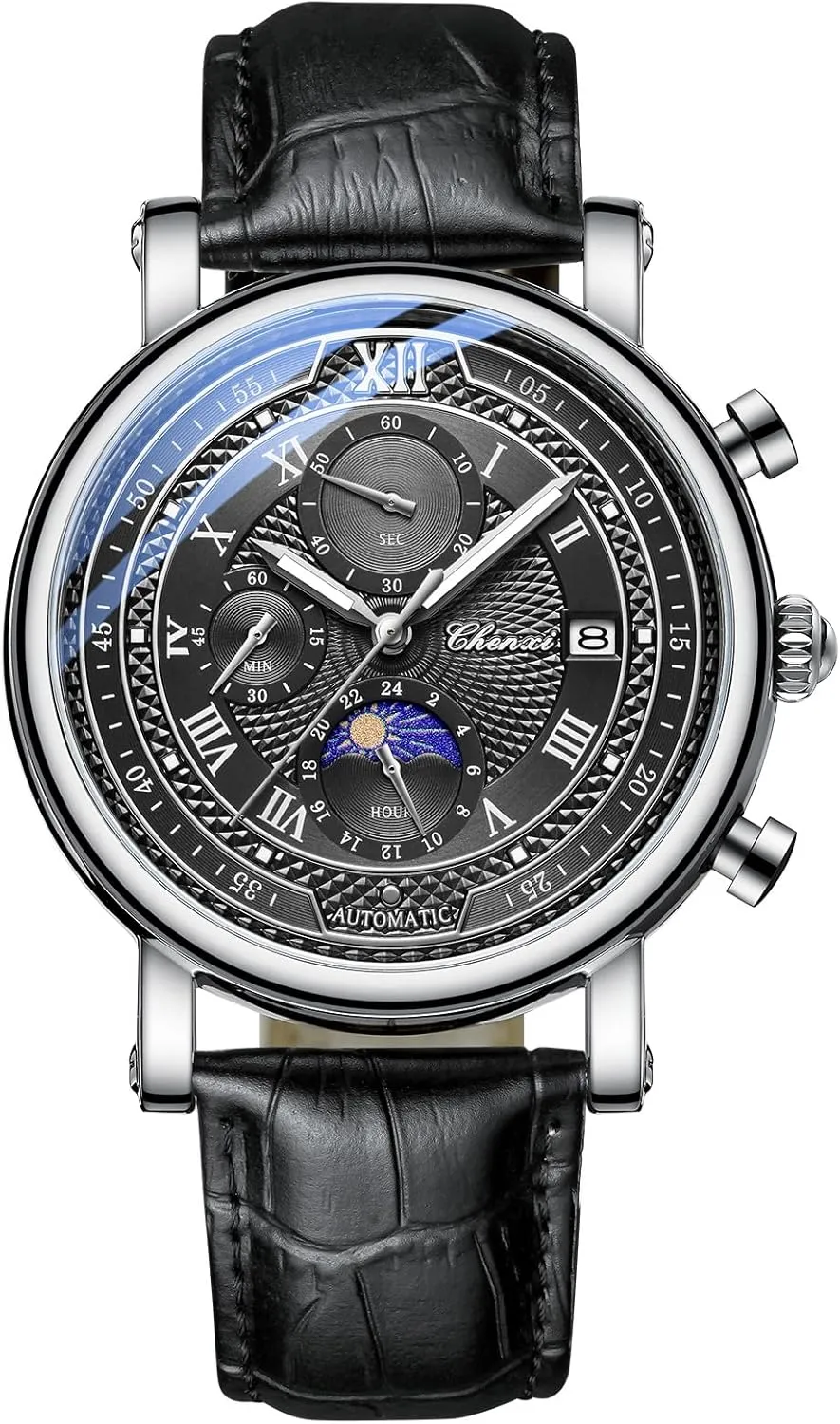 MASTOPMens Quartz Watches Classic Business Leather Waterproof Calendar Dress Analog Casual Wrist Watches
