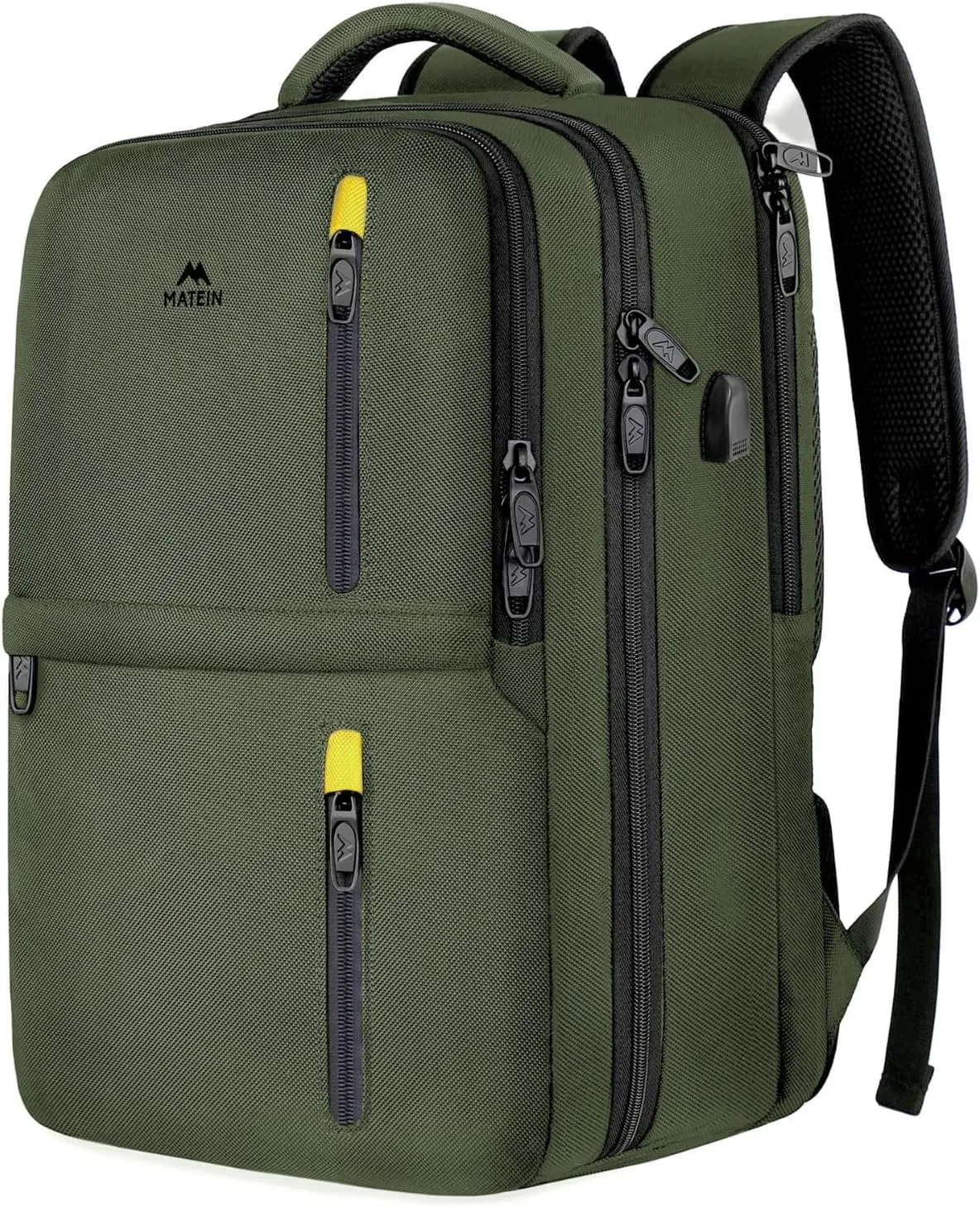 MATEIN Carry on Backpack, Extra Large 40L Travel Laptop Backpack Airplane Approved Weekender Bag for 17 Inch Computer, Water Resistant Overnight Luggage Daypack Business Anti-Theft Travel Bag, Green