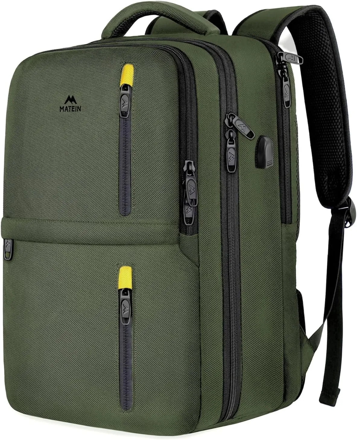 MATEIN Carry on Backpack, Extra Large 40L Travel Laptop Backpack Airplane Approved Weekender Bag for 17 Inch Computer, Water Resistant Overnight Luggage Daypack Business Anti-Theft Travel Bag, Green