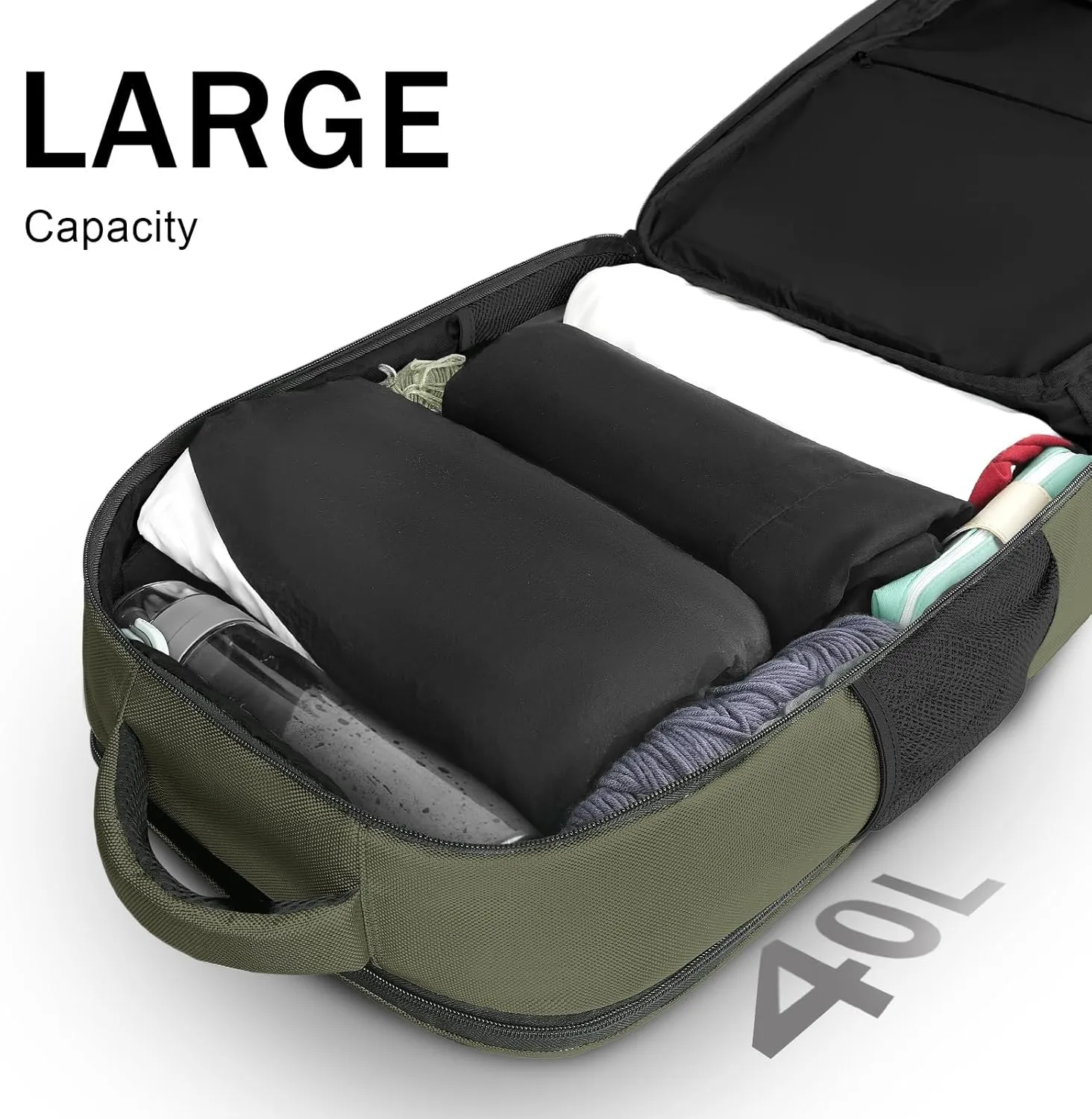 MATEIN Carry on Backpack, Extra Large 40L Travel Laptop Backpack Airplane Approved Weekender Bag for 17 Inch Computer, Water Resistant Overnight Luggage Daypack Business Anti-Theft Travel Bag, Green