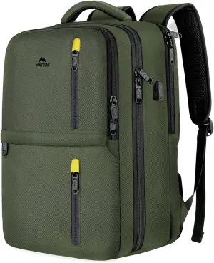MATEIN Carry on Backpack, Extra Large 40L Travel Laptop Backpack Airplane Approved Weekender Bag for 17 Inch Computer, Water Resistant Overnight Luggage Daypack Business Anti-Theft Travel Bag, Green