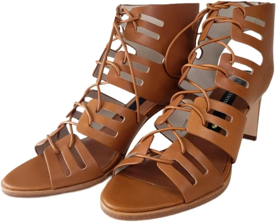 Matt Bernson Women's Cognac Leather Miro Heel Pump, Brown, 6