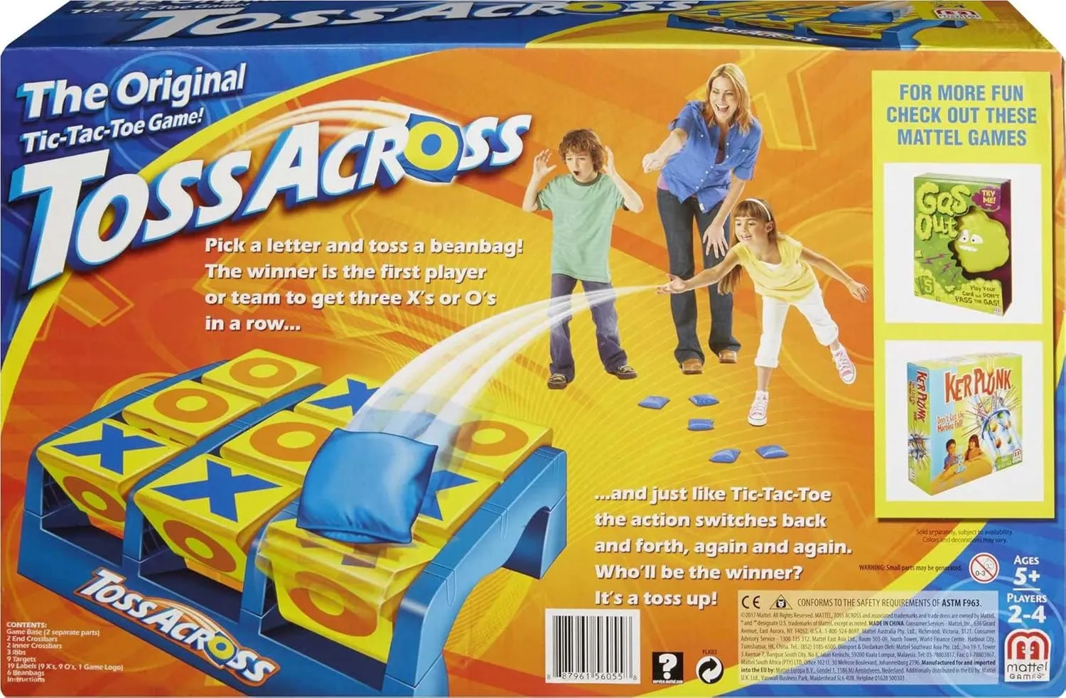 Mattel Games Toss Across Kids Outdoor Game, Bean Bag Throw for Camping & Family Nights, Get 3-in-a-Row for 2 to 4 Players