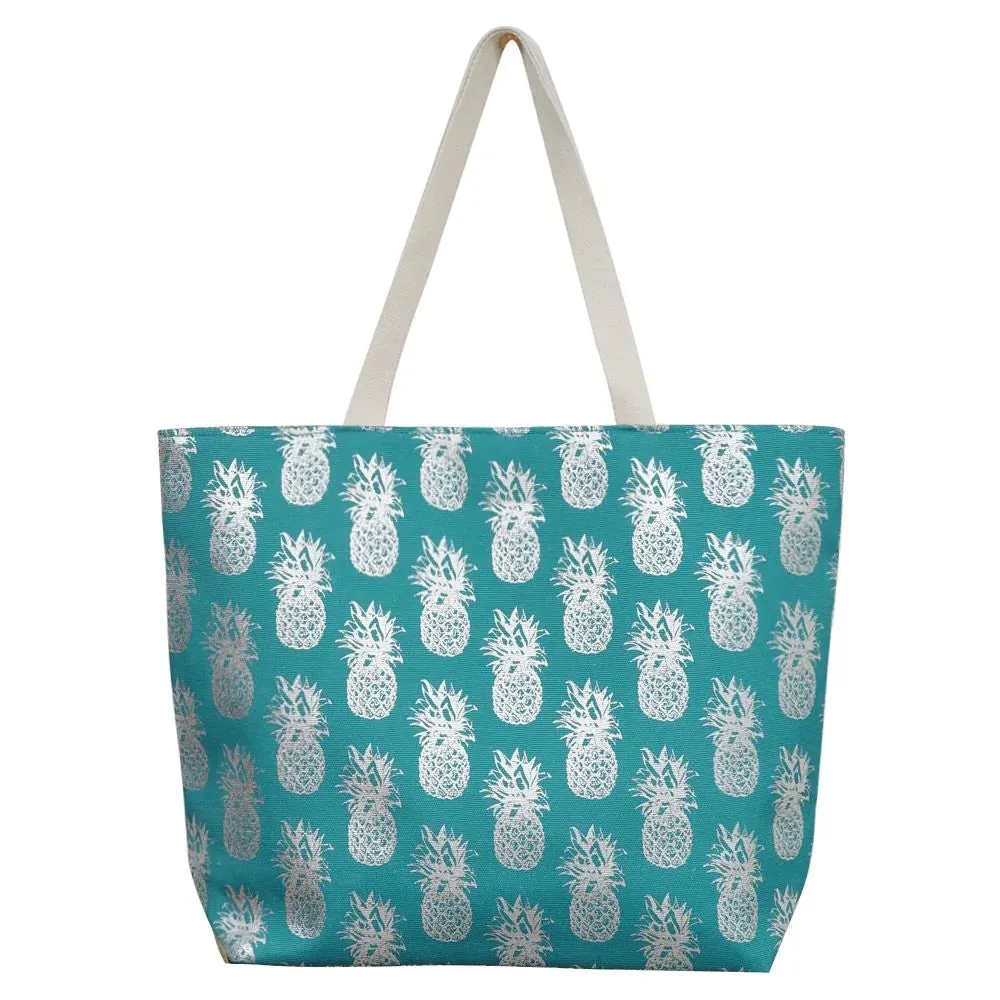 MB0134 Gold Foil Pineapple Beach Tote Bag