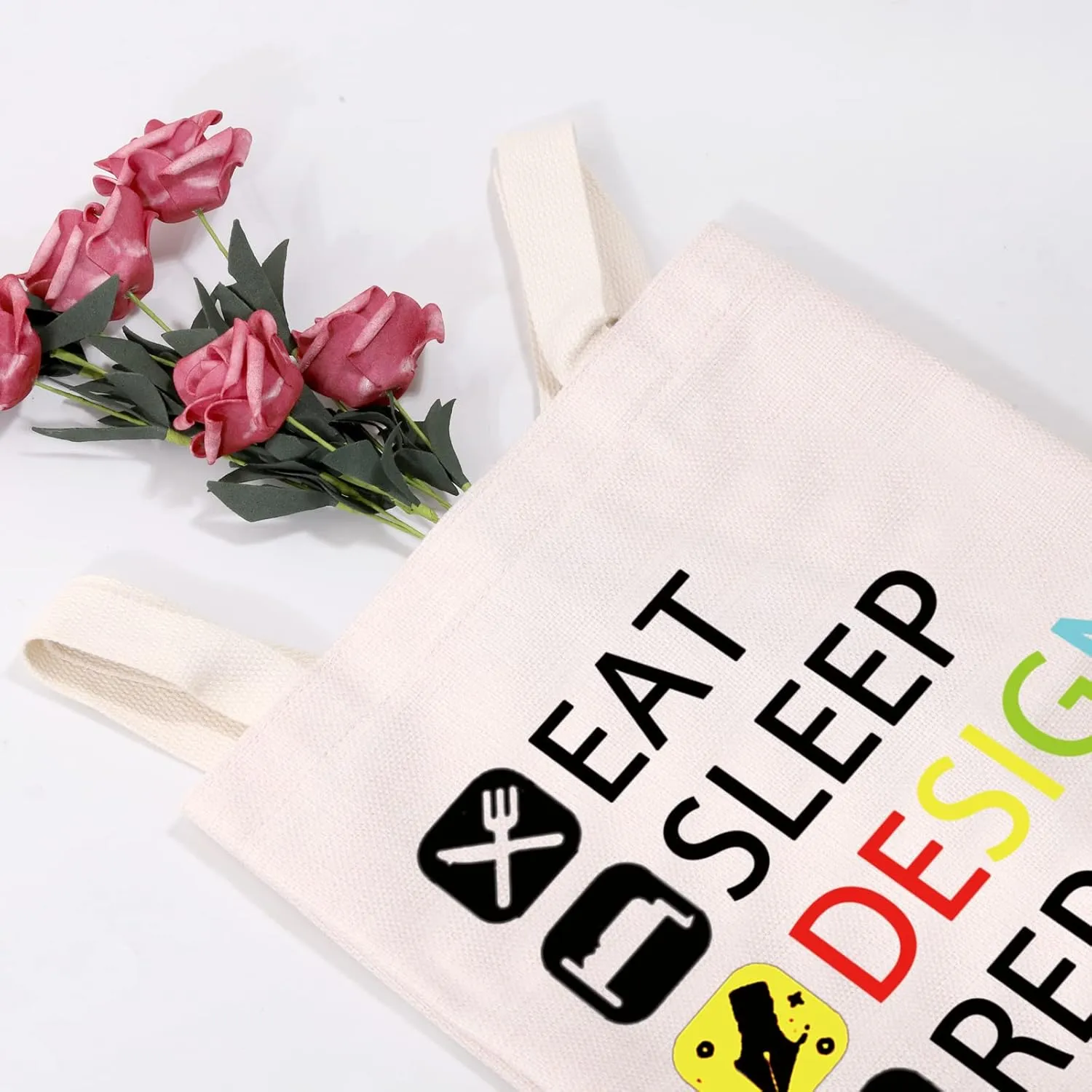 MEIKIUP Designer Gift: Eat Sleep Design Repeat Tote Bag