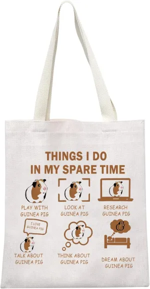 MEIKIUP Guinea Pig Tote Bag - Lover's Gift for Cavy Owners - Funny Guinea Pigs Shopping Bag