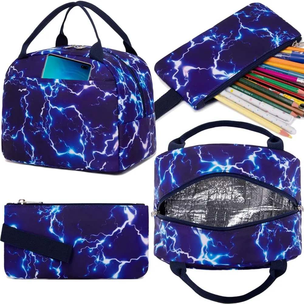 Meisohua School Backpack for Teens Girls Boys Backpack for Elementary Middle School Bookbag for Kids Backpack Lunch Bag Set