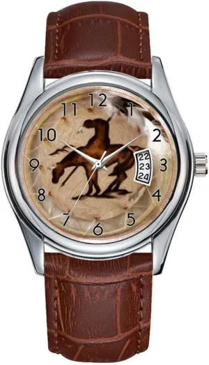 Men Watch Casual Waterproof Quartz Watches Clock Date Classic Business Brown Leather Christmas Wristwatch END of The Trail Dream Catcher Wristwatch
