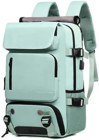 Men's and Women's Large Capacity Travel Backpack Multi functional Portable Luggage Bag Business Travel Laptop Bag,Green