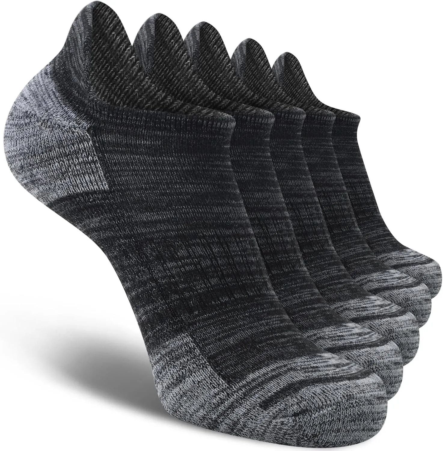 Mens Ankle Running Socks Cushioned Athletic Low Cut Short Socks for Men 5 Pack