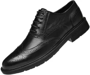 Men's Casual Business Oxford Dress Shoes Formal Pointed Toe Tuxedo Derby Shoes Leather Lace up Leather Lined Perforated Dress Oxfords Shoes for Men