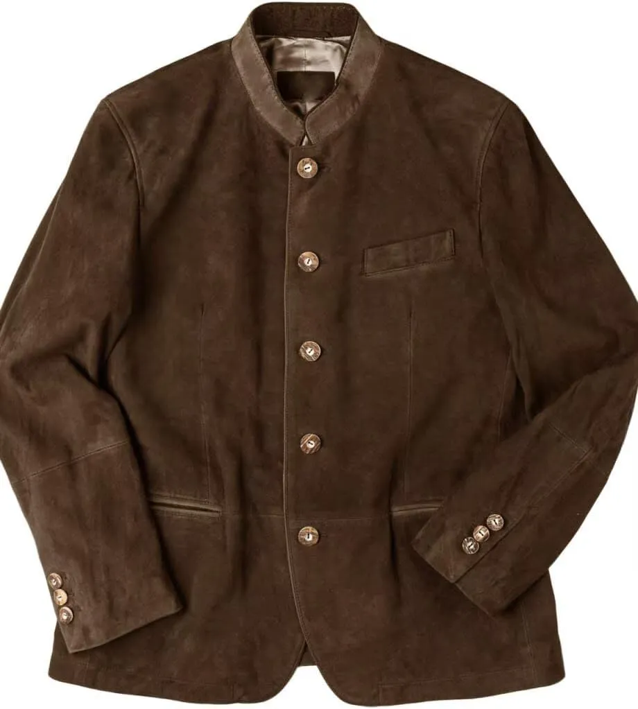 Men's Classic Suede Blazer 5-Button Business Casual Faux Leather Sports Jacket