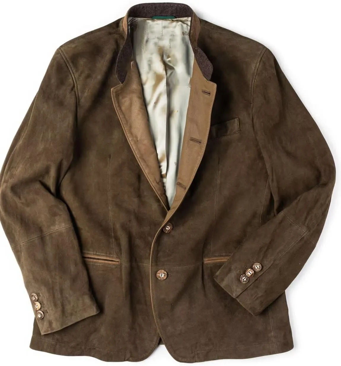 Men's Classic Suede Blazer 5-Button Business Casual Faux Leather Sports Jacket