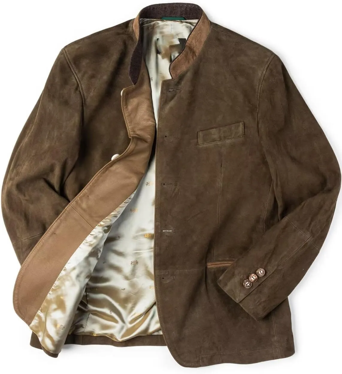 Men's Classic Suede Blazer 5-Button Business Casual Faux Leather Sports Jacket