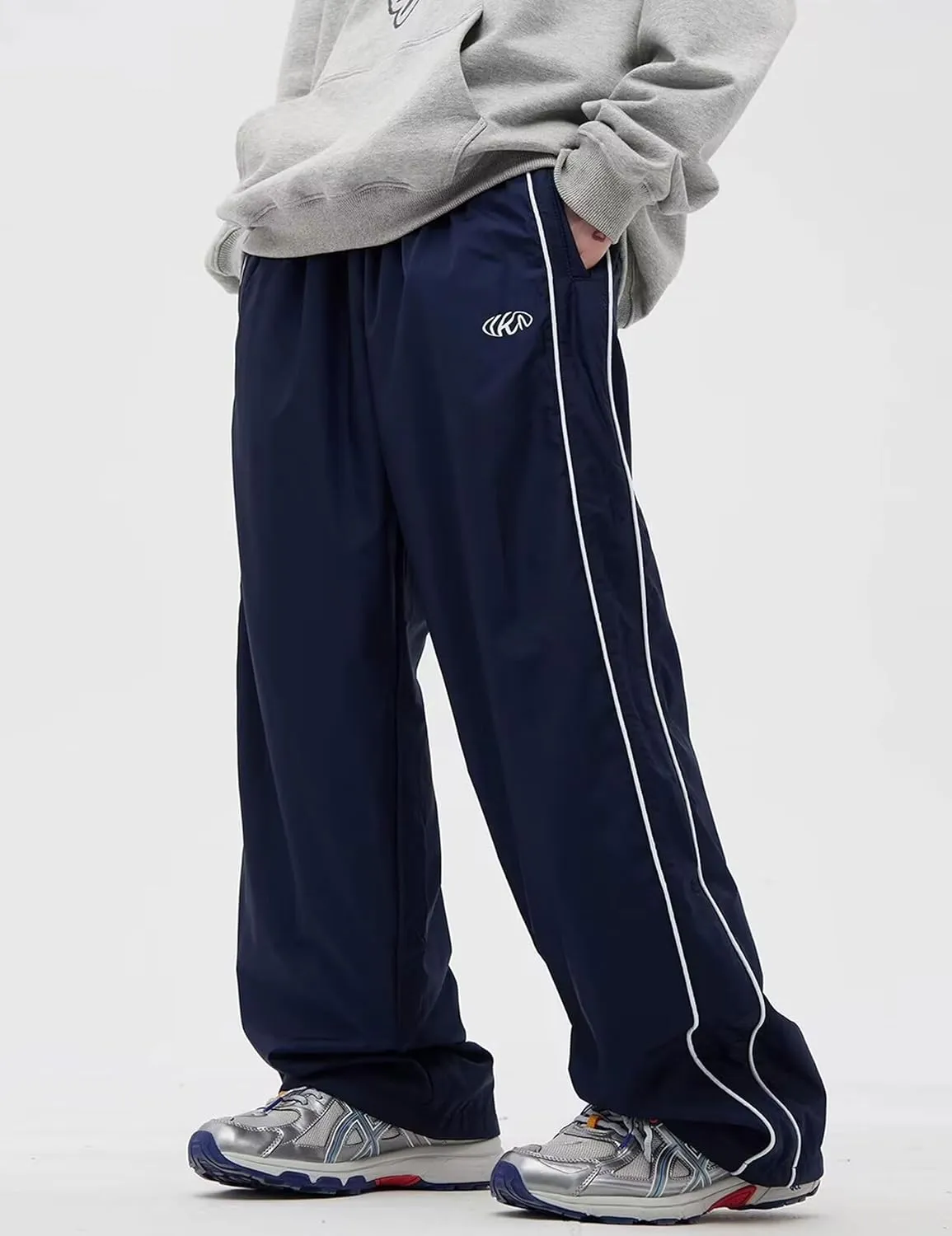 Mens Drawstring Sweatpants Y2k Baggy Track Pants Harajuku Parachute Pants Lightweight Sweatpants