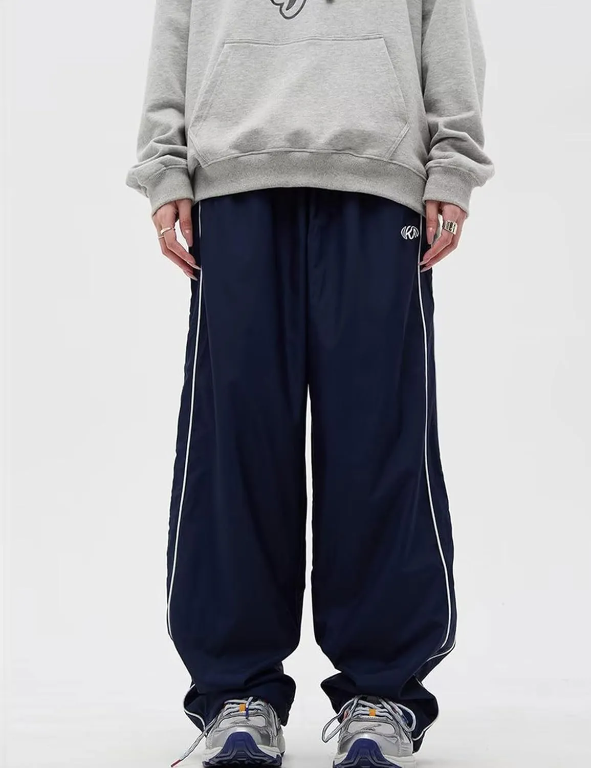 Mens Drawstring Sweatpants Y2k Baggy Track Pants Harajuku Parachute Pants Lightweight Sweatpants