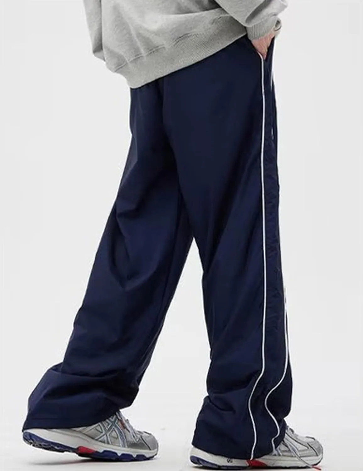 Mens Drawstring Sweatpants Y2k Baggy Track Pants Harajuku Parachute Pants Lightweight Sweatpants