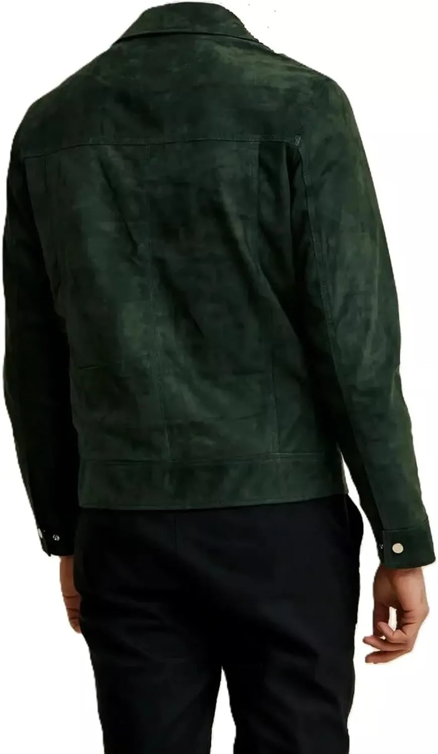 Men's Green Suede Leather Jacket Biker Jacket Casual Wear Shirt