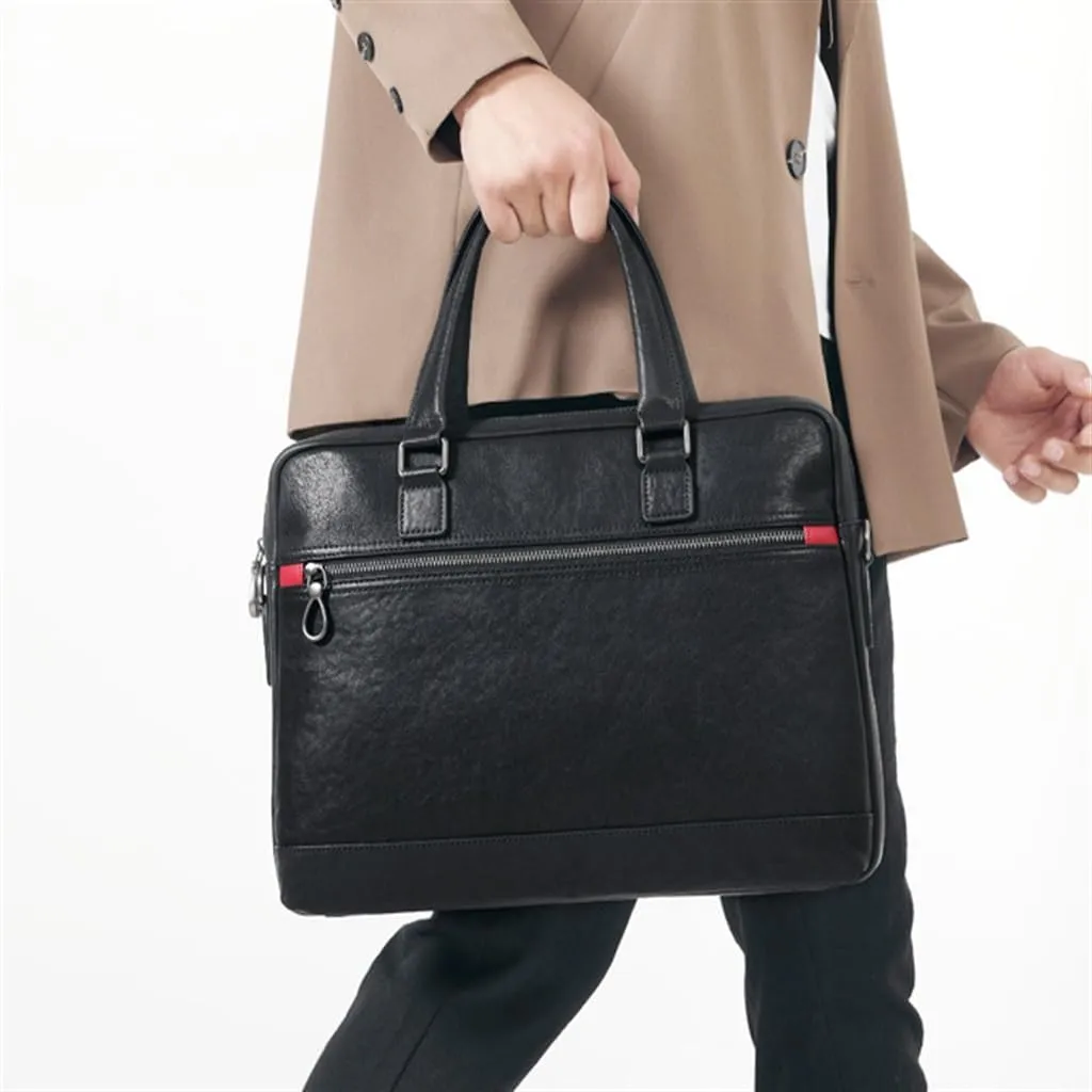 Men's Handbag Leather Business Casual Layer Cowhide Diagonal Cross Leather Briefcase Male