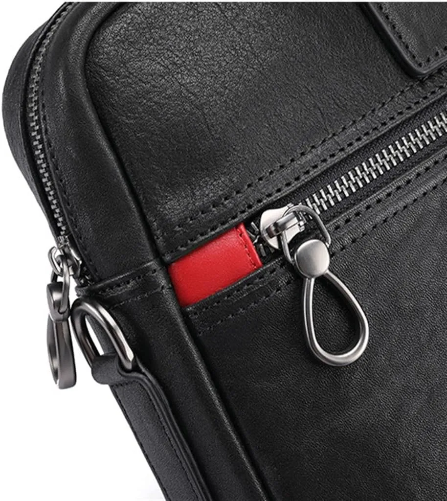 Men's Handbag Leather Business Casual Layer Cowhide Diagonal Cross Leather Briefcase Male