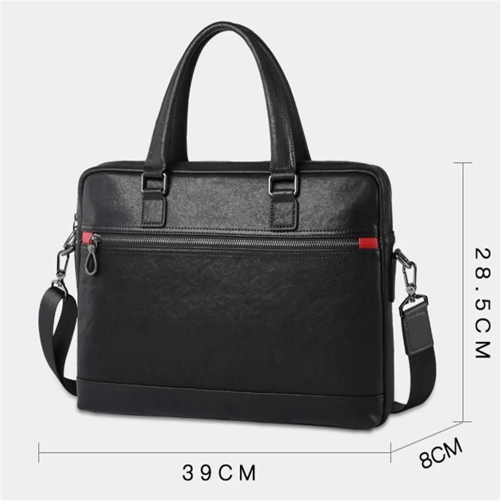 Men's Handbag Leather Business Casual Layer Cowhide Diagonal Cross Leather Briefcase Male