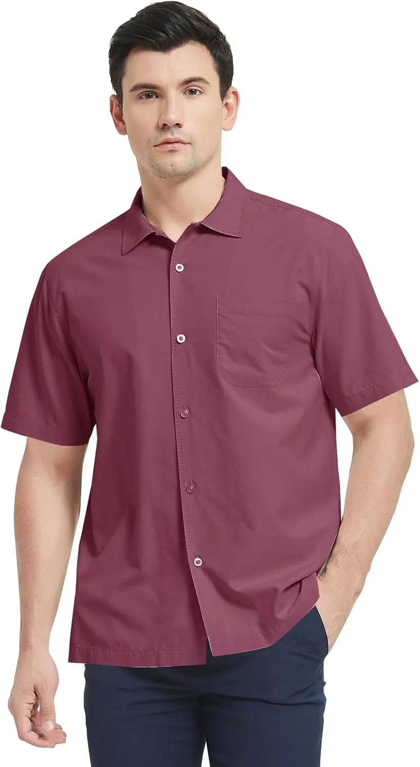 Mens Hawaiian Shirts Silk Botton Down Short Sleeve Shirts Tropical Casual Beach Shirt Camp Shirts
