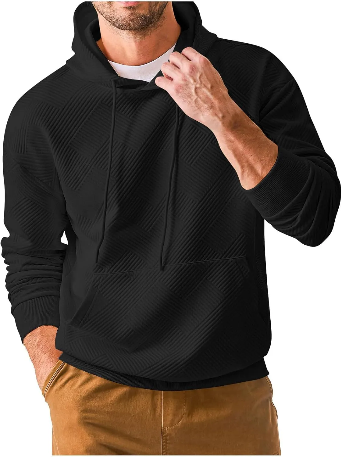 Mens Hoodies Pullover Lightweight Thin 2024 Fall Pullover Sweatshirt for Men Bassic Drawstring Comfortable Hoodies