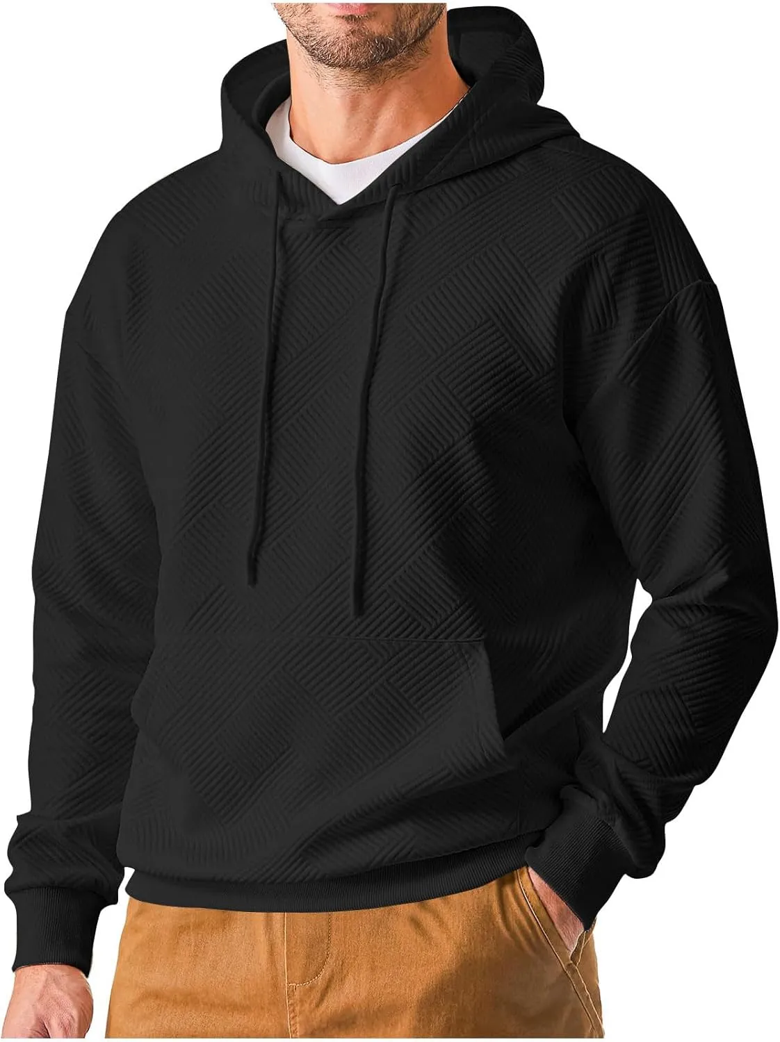 Mens Hoodies Pullover Lightweight Thin 2024 Fall Pullover Sweatshirt for Men Bassic Drawstring Comfortable Hoodies