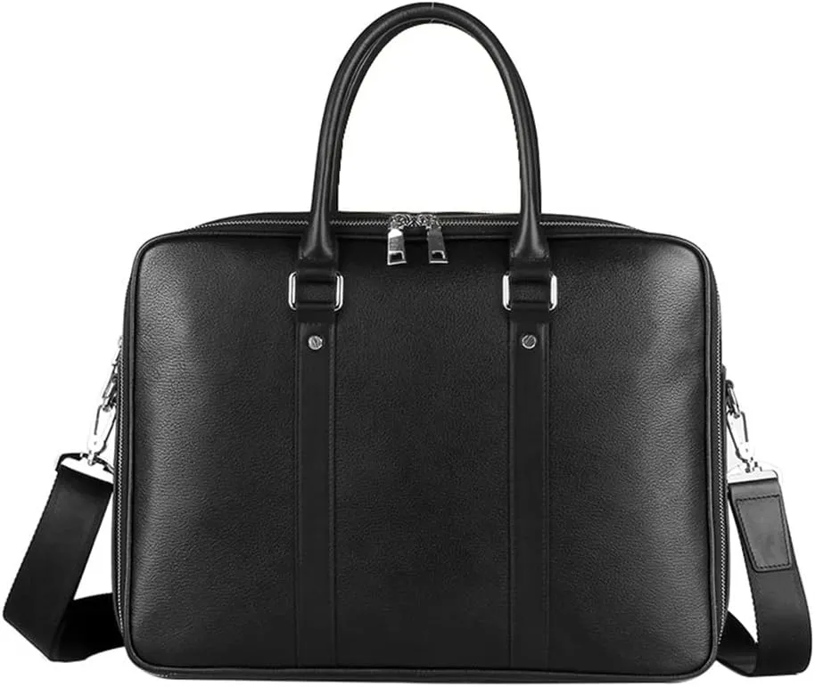 Men's Leather Handbag Zipper Cowhide Fashion Bag Business Briefcase Bag Single Shoulder Crossbody