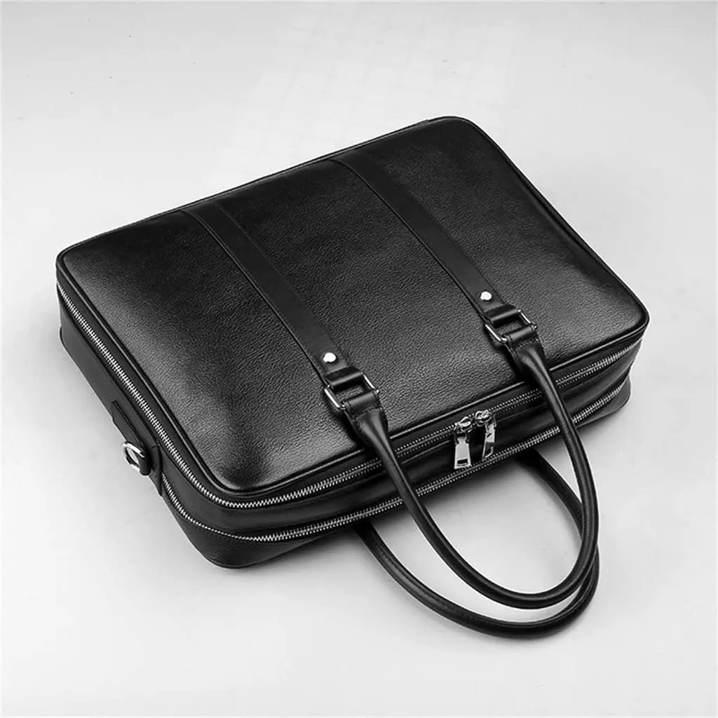 Men's Leather Handbag Zipper Cowhide Fashion Bag Business Briefcase Bag Single Shoulder Crossbody
