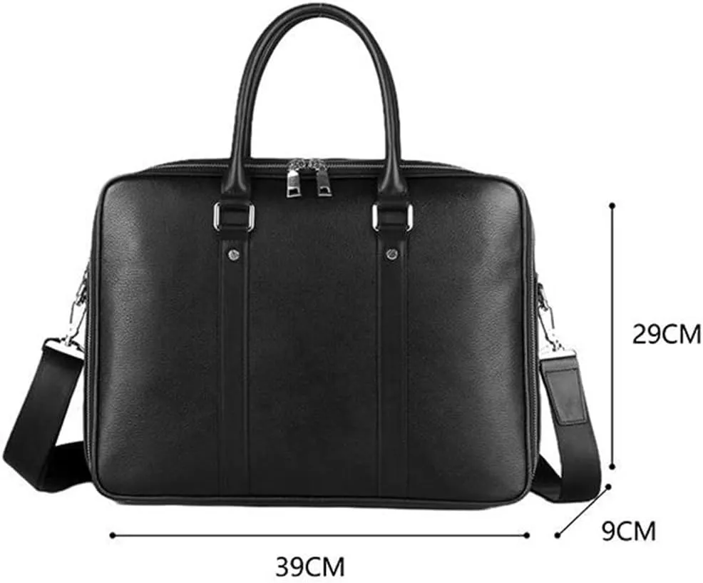 Men's Leather Handbag Zipper Cowhide Fashion Bag Business Briefcase Bag Single Shoulder Crossbody