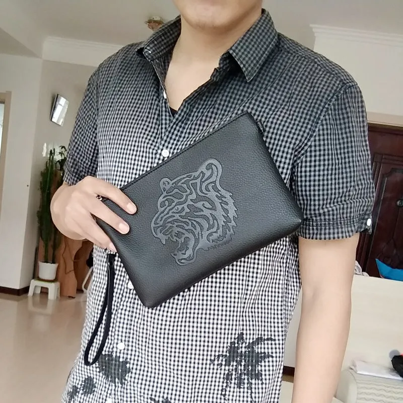 Men's leisure handbag bulk bag lined leather embossed WALLET business spirit guy social package