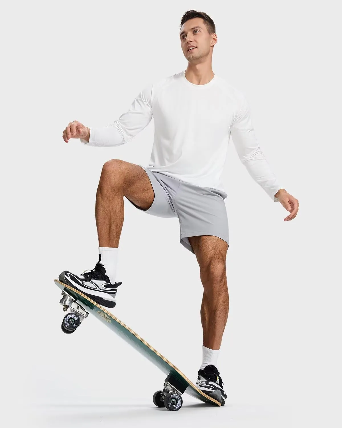 Men's Long Sleeve Shirts Lightweight UPF50 Quick Dry Rash Guard Cooling Tee with Silver Ion Tech