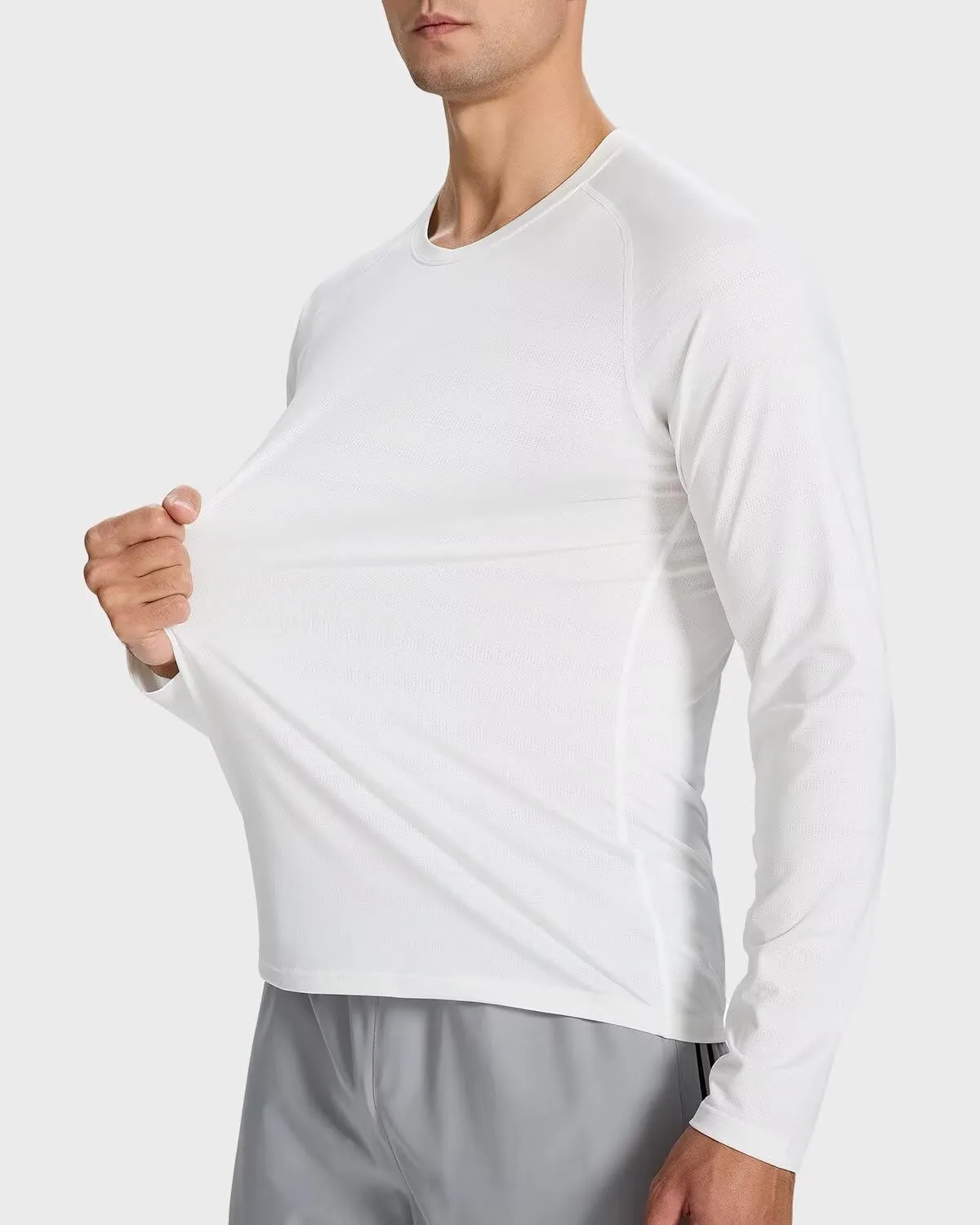 Men's Long Sleeve Shirts Lightweight UPF50 Quick Dry Rash Guard Cooling Tee with Silver Ion Tech