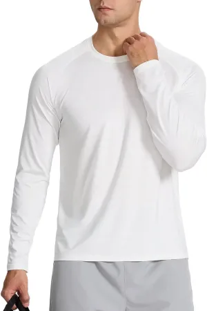 Men's Long Sleeve Shirts Lightweight UPF50 Quick Dry Rash Guard Cooling Tee with Silver Ion Tech