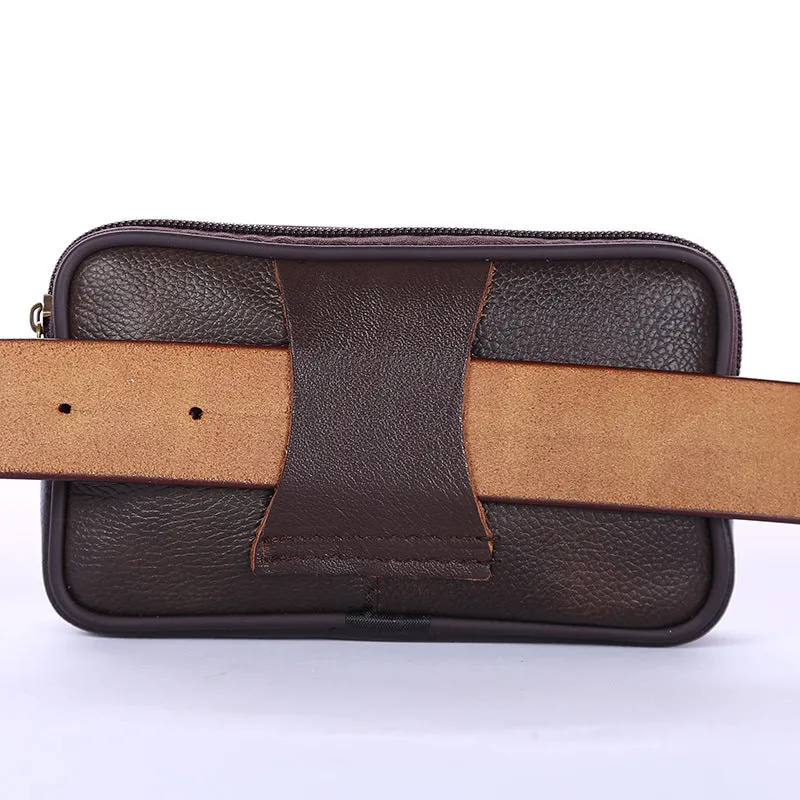 Men's Mobile Double Pull Fashion Cowhide Hanging Men's Waist Packs