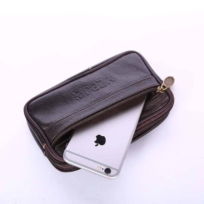 Men's Mobile Double Pull Fashion Cowhide Hanging Men's Waist Packs