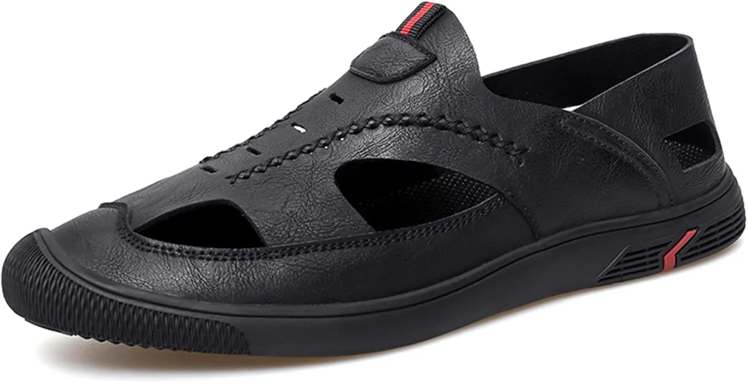 Men's New Mesh Breathable Outdoor Quick Drying Leather Shoes, Business Casual Sports Outdoor Shoes,Lightweight Wide Edition Walking Shoes Wading Shoes，Fashionable Sports Shoes