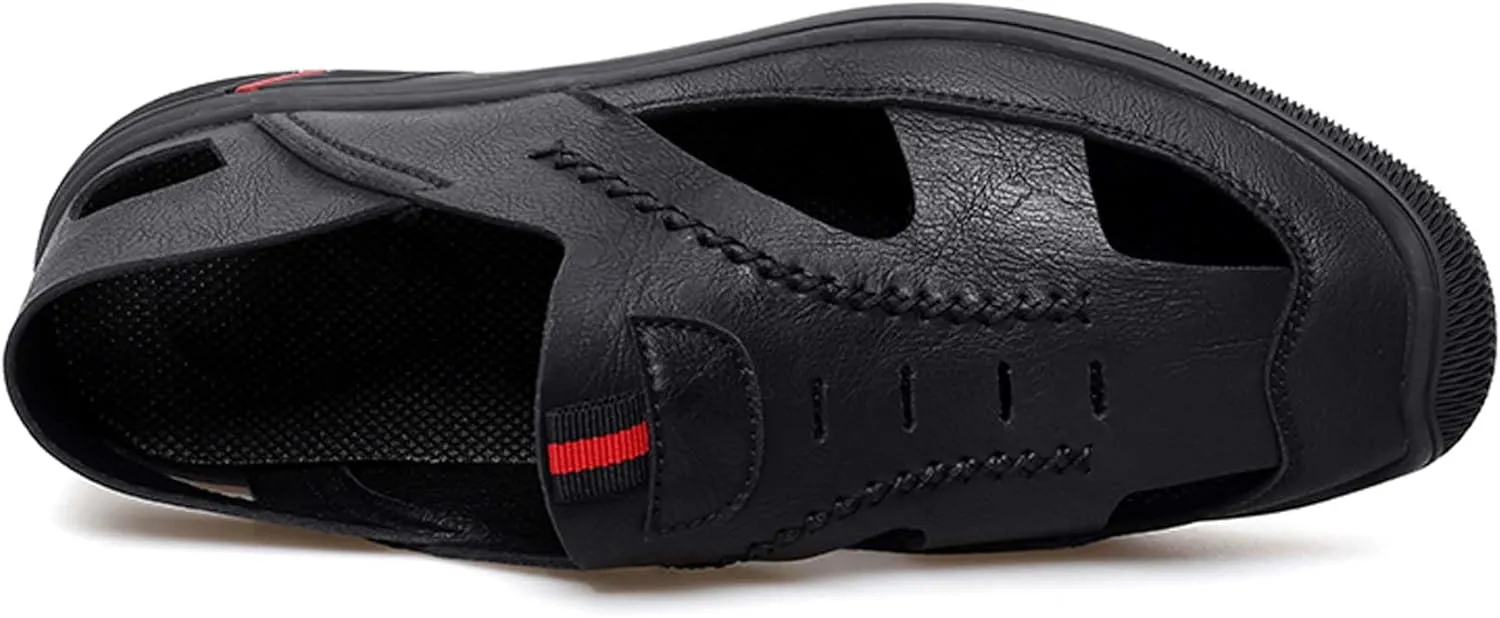 Men's New Mesh Breathable Outdoor Quick Drying Leather Shoes, Business Casual Sports Outdoor Shoes,Lightweight Wide Edition Walking Shoes Wading Shoes，Fashionable Sports Shoes